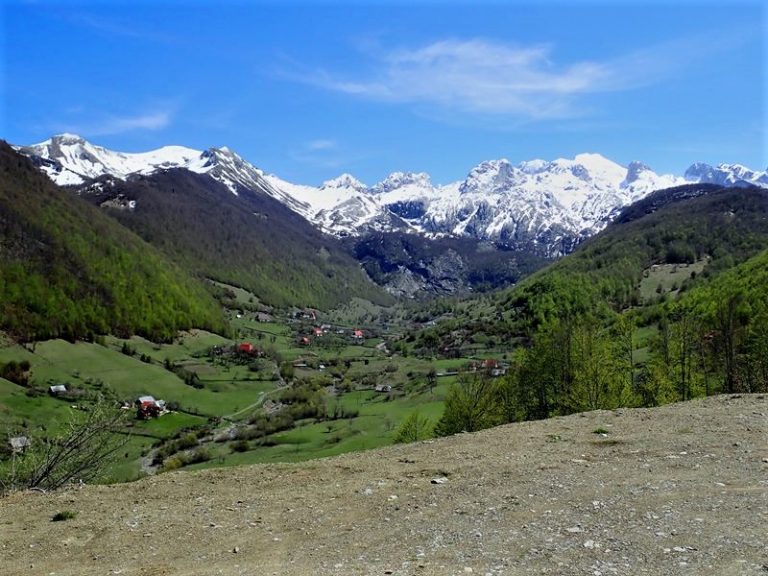 Highest peaks of Albanian Alps, view from Lepushe village.