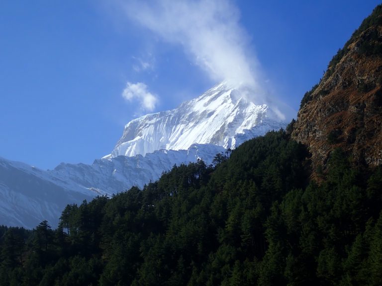 If you find out that there is such a view from the guest house window, the decision about the overnight accommodation is "crystal clear". Dhaulagiri breaths ...