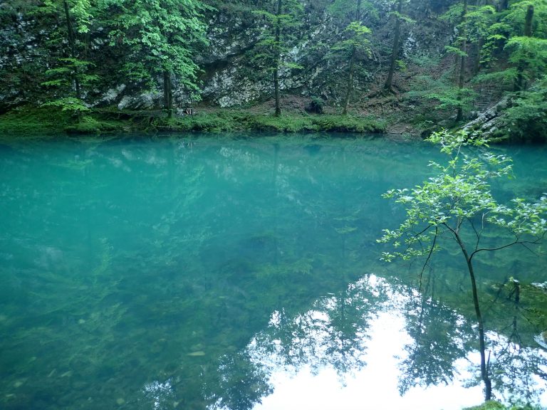 Wild Lake / Divje jezero - huge deep blue karst spring. The cave below the lake goes down, it is explored for 160 m.