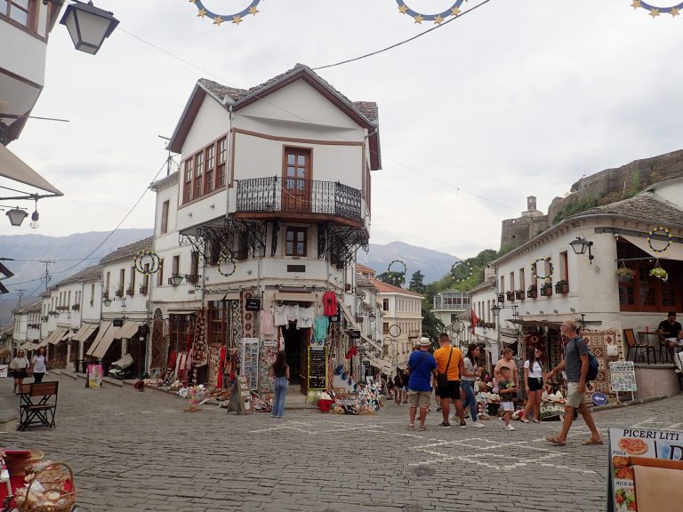 Gjirokaster UNESCO World Heritage city with its narrow cobbled streets and