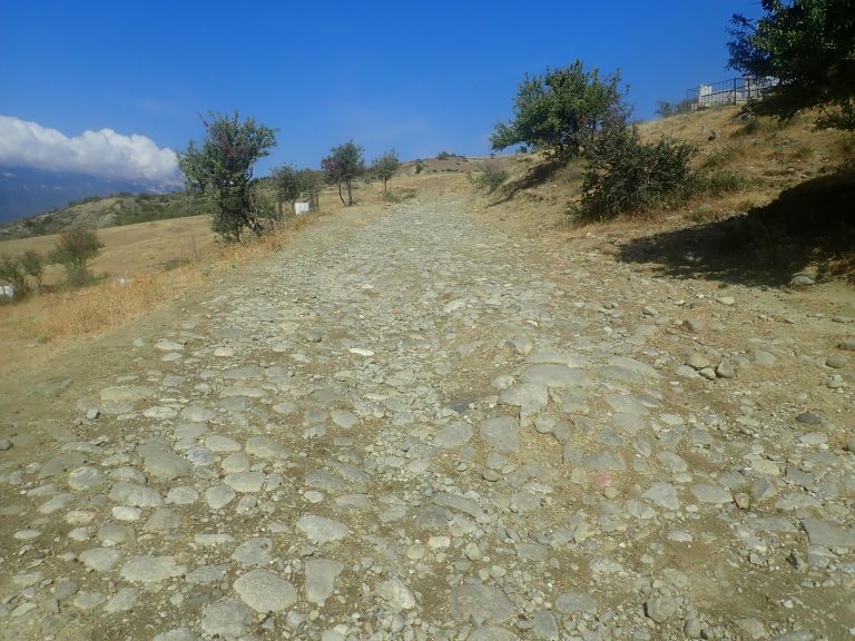 Huge gravel - typical road surface between south Albanian villages.